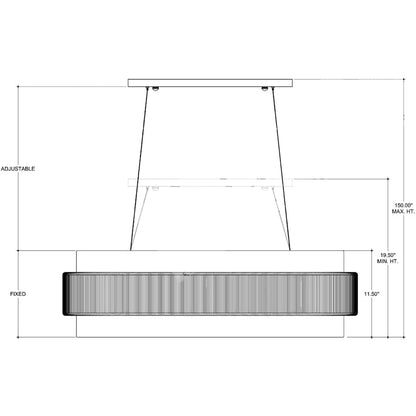 Currey and Company Monreale 5 Light 40" Wide Wrought Iron Linear Chandelier with Shantung Shade
