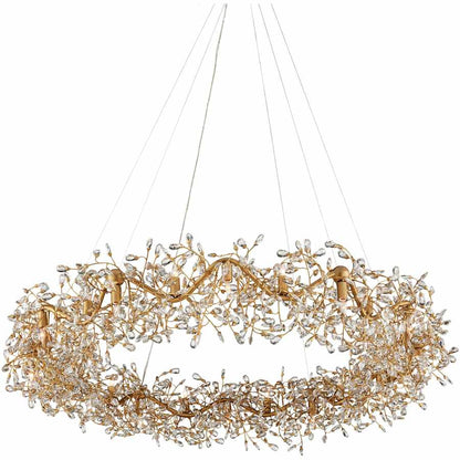 Currey and Company Crystal Bud 24 Light 58" Wide Crystal Ring Chandelier