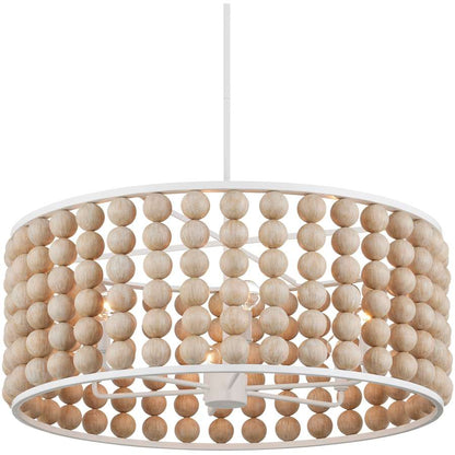 Currey and Company Holcroft 6 Light 32" Wide Beaded Drum Chandelier