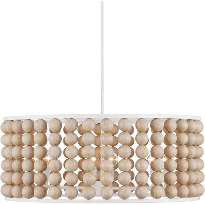 Currey and Company Holcroft 6 Light 32" Wide Beaded Drum Chandelier