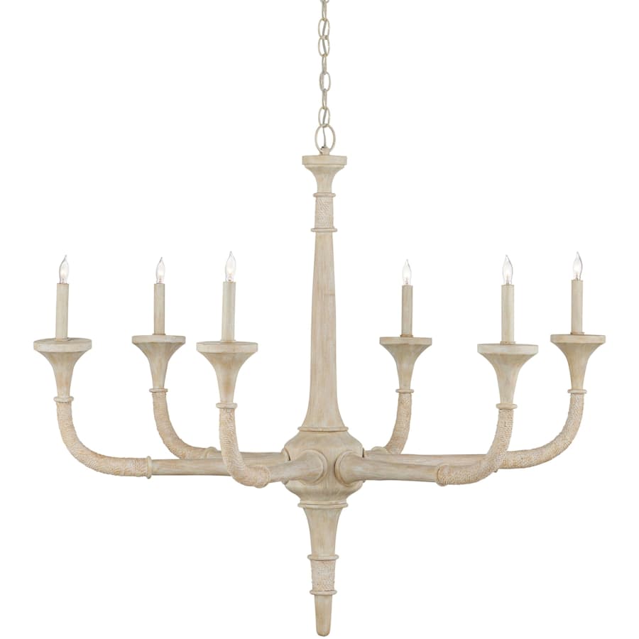 Currey and Company Aleister 6 Light 44" Wide Wrought Iron Candle Style Chandelier