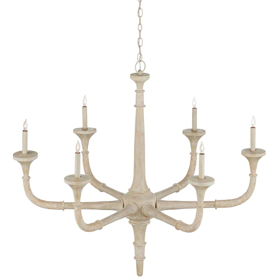Currey and Company Aleister 6 Light 44" Wide Wrought Iron Candle Style Chandelier