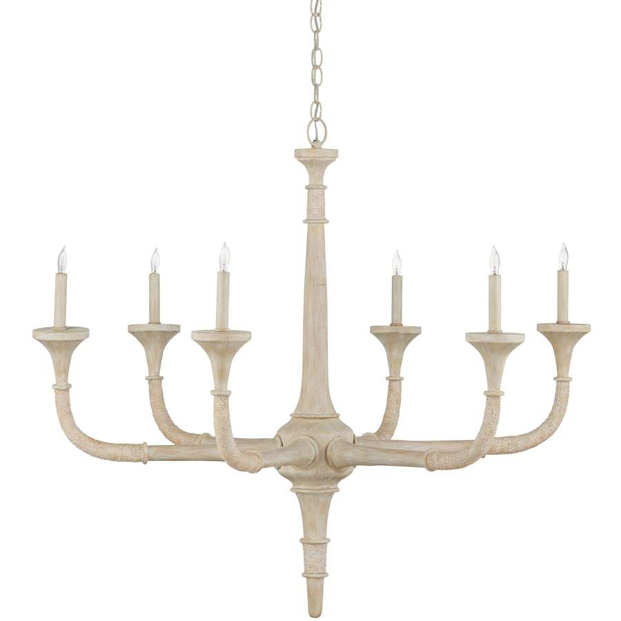 Currey and Company Aleister 6 Light 44" Wide Wrought Iron Candle Style Chandelier