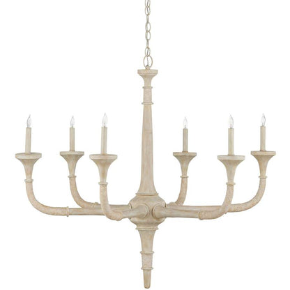 Currey and Company Aleister 6 Light 44" Wide Wrought Iron Candle Style Chandelier