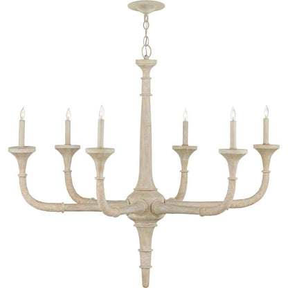 Currey and Company Aleister 6 Light 44" Wide Wrought Iron Candle Style Chandelier