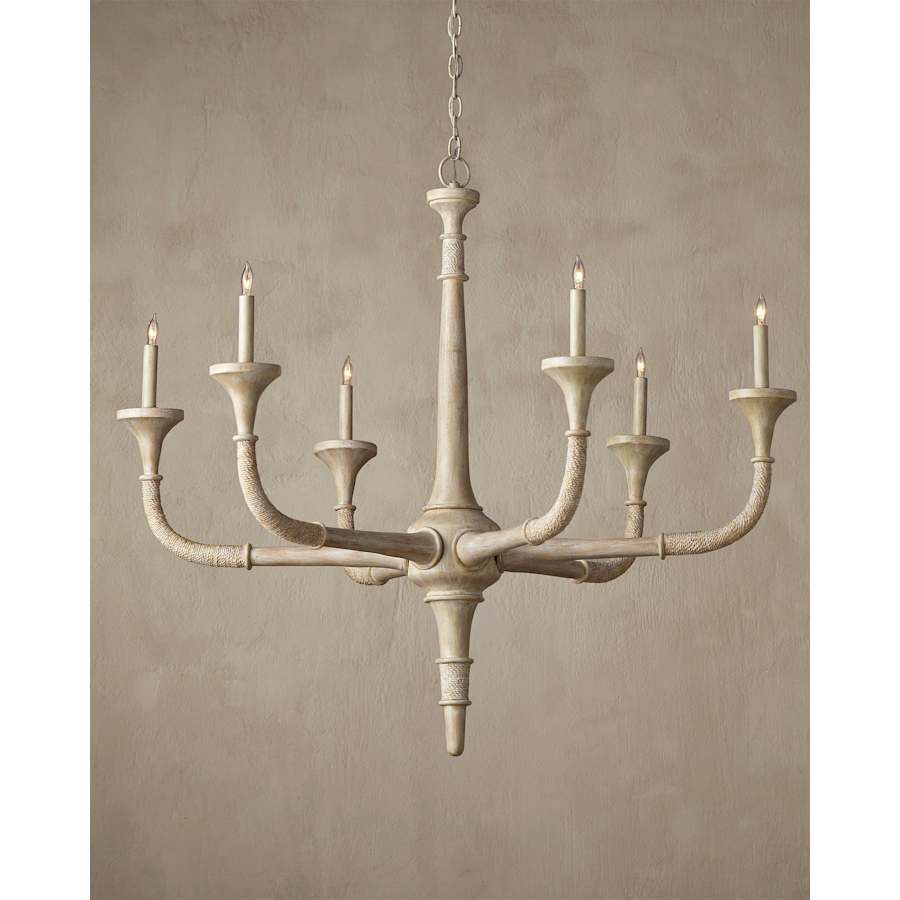 Currey and Company Aleister 6 Light 44" Wide Wrought Iron Candle Style Chandelier