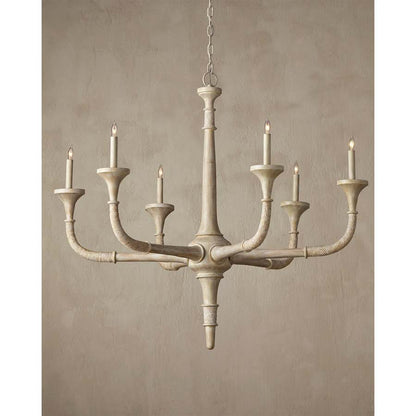 Currey and Company Aleister 6 Light 44" Wide Wrought Iron Candle Style Chandelier