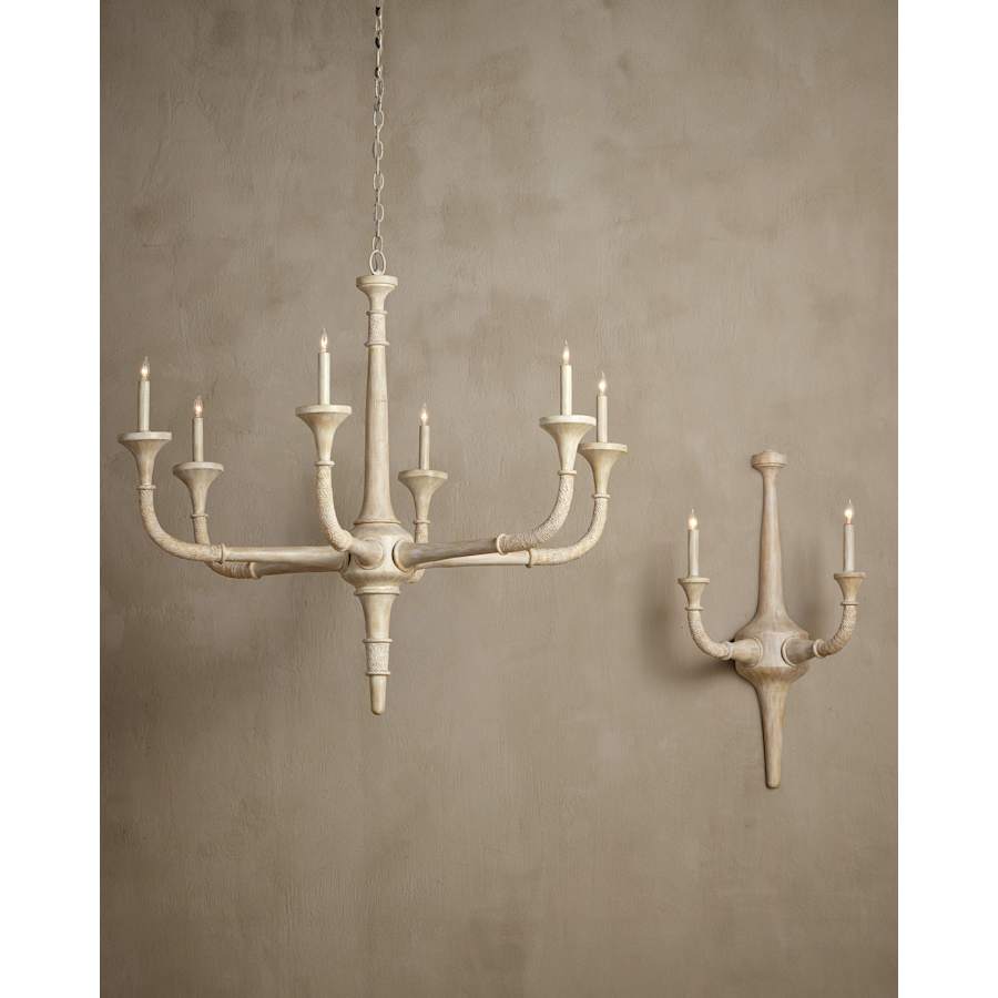 Currey and Company Aleister 6 Light 44" Wide Wrought Iron Candle Style Chandelier