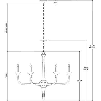 Currey and Company Aleister 6 Light 44" Wide Wrought Iron Candle Style Chandelier