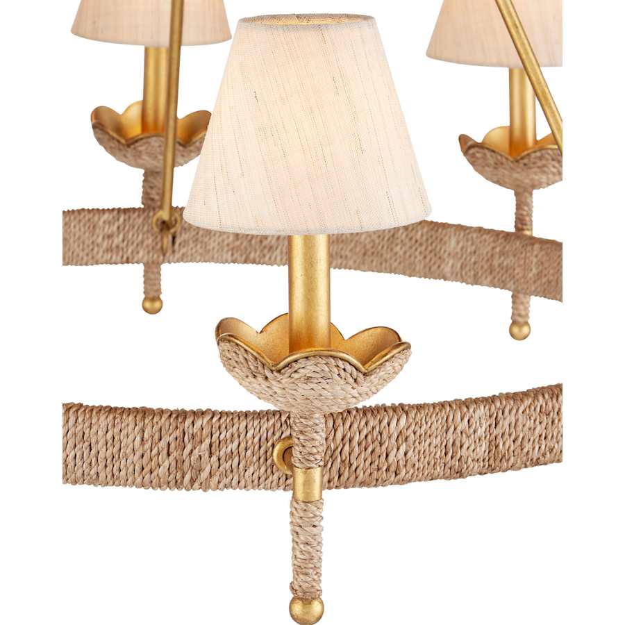 Currey and Company Vichy 8 Light 36" Wide Wrought Iron Ring Chandelier with Fabric Shade