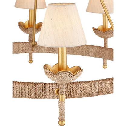 Currey and Company Vichy 8 Light 36" Wide Wrought Iron Ring Chandelier with Fabric Shade