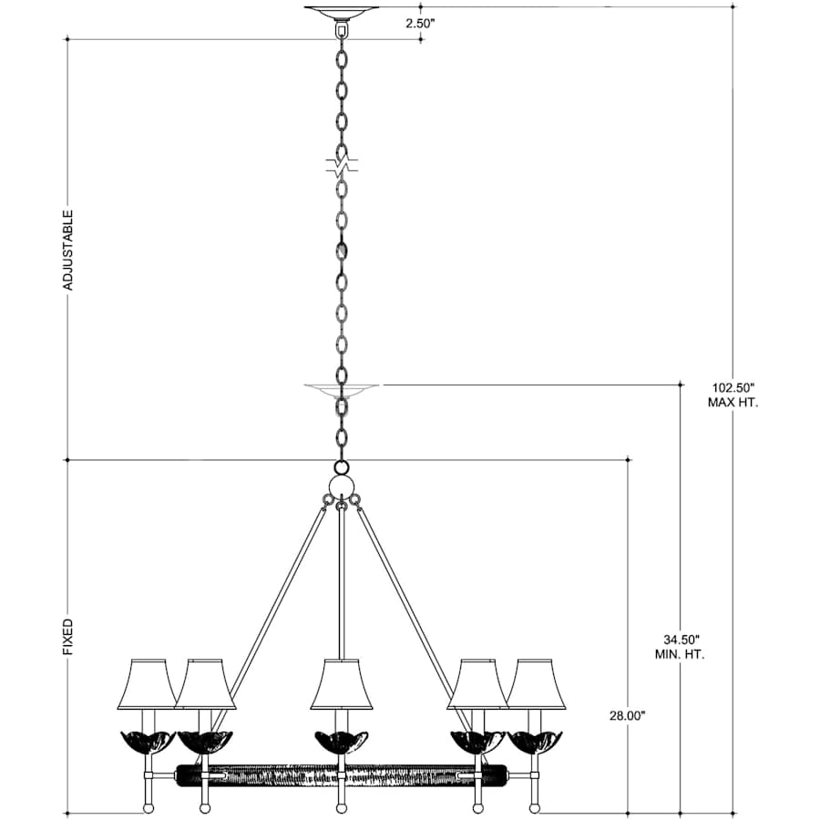 Currey and Company Vichy 8 Light 36" Wide Wrought Iron Ring Chandelier with Fabric Shade