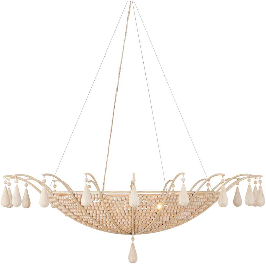 Currey and Company Korg 5 Light 42" Wide Beaded Wood Pendant
