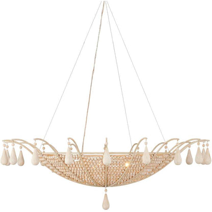 Currey and Company Korg 5 Light 42" Wide Beaded Wood Pendant