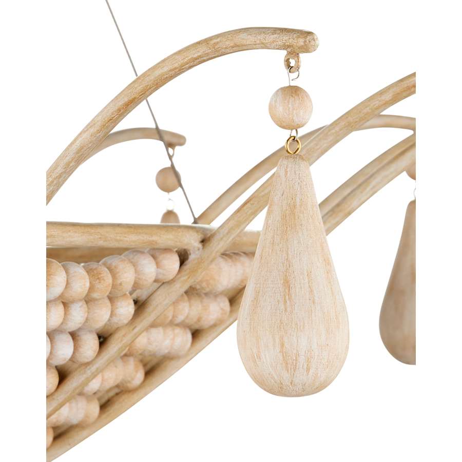 Currey and Company Korg 5 Light 42" Wide Beaded Wood Pendant