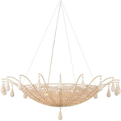 Currey and Company Korg 5 Light 42" Wide Beaded Wood Pendant