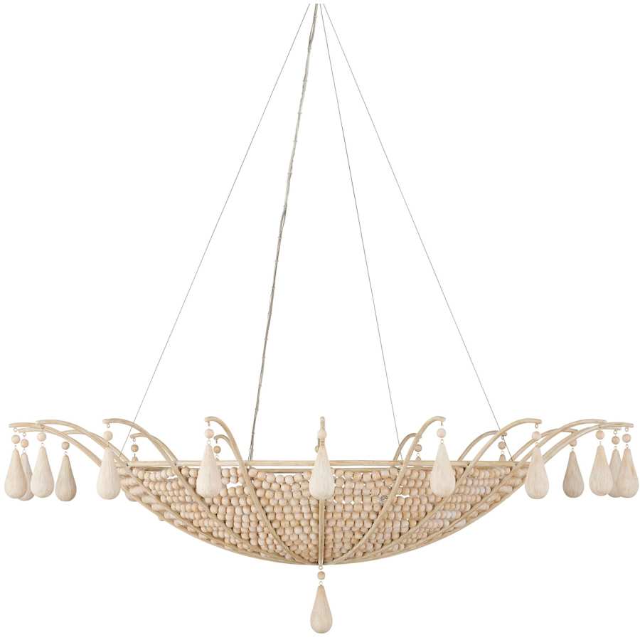 Currey and Company Korg 5 Light 42" Wide Beaded Wood Pendant