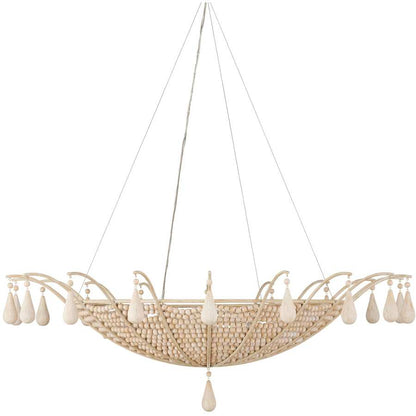 Currey and Company Korg 5 Light 42" Wide Beaded Wood Pendant