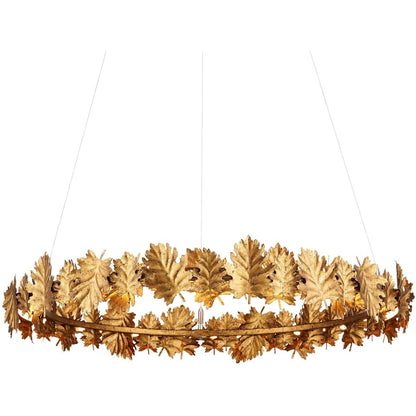 Currey and Company English Oak 33" Wide LED Wrought Iron Ring Chandelier