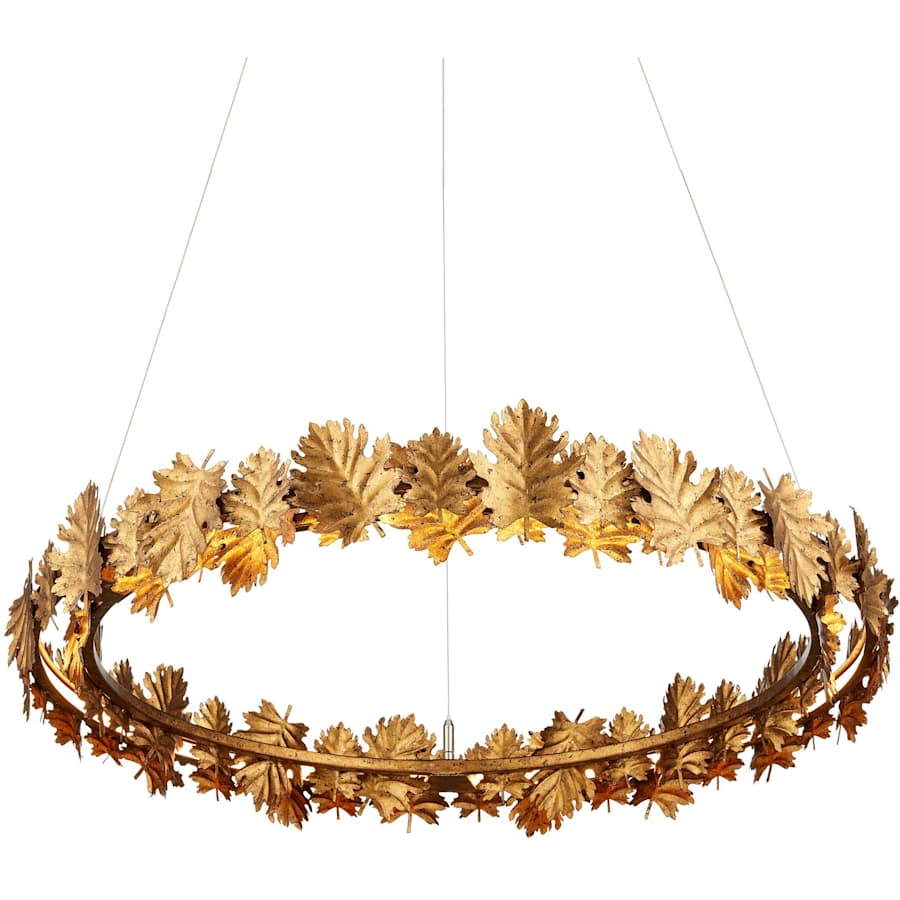 Currey and Company English Oak 33" Wide LED Wrought Iron Ring Chandelier