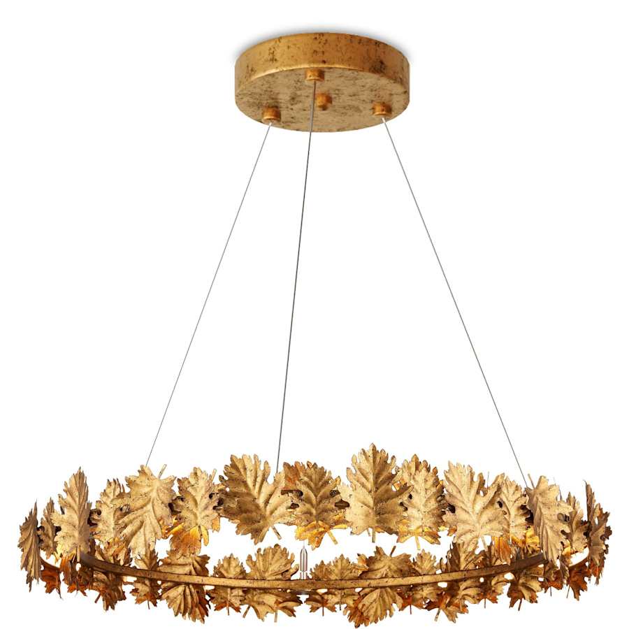 Currey and Company English Oak 33" Wide LED Wrought Iron Ring Chandelier