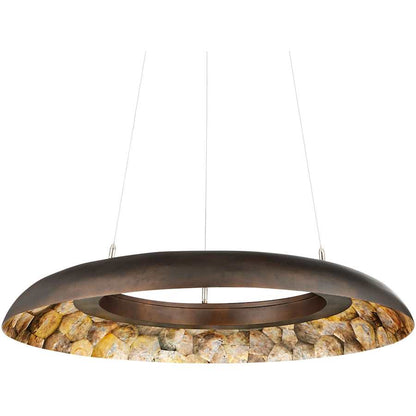 Currey and Company Tairagai 32" Wide LED Wrought Iron Ring Chandelier