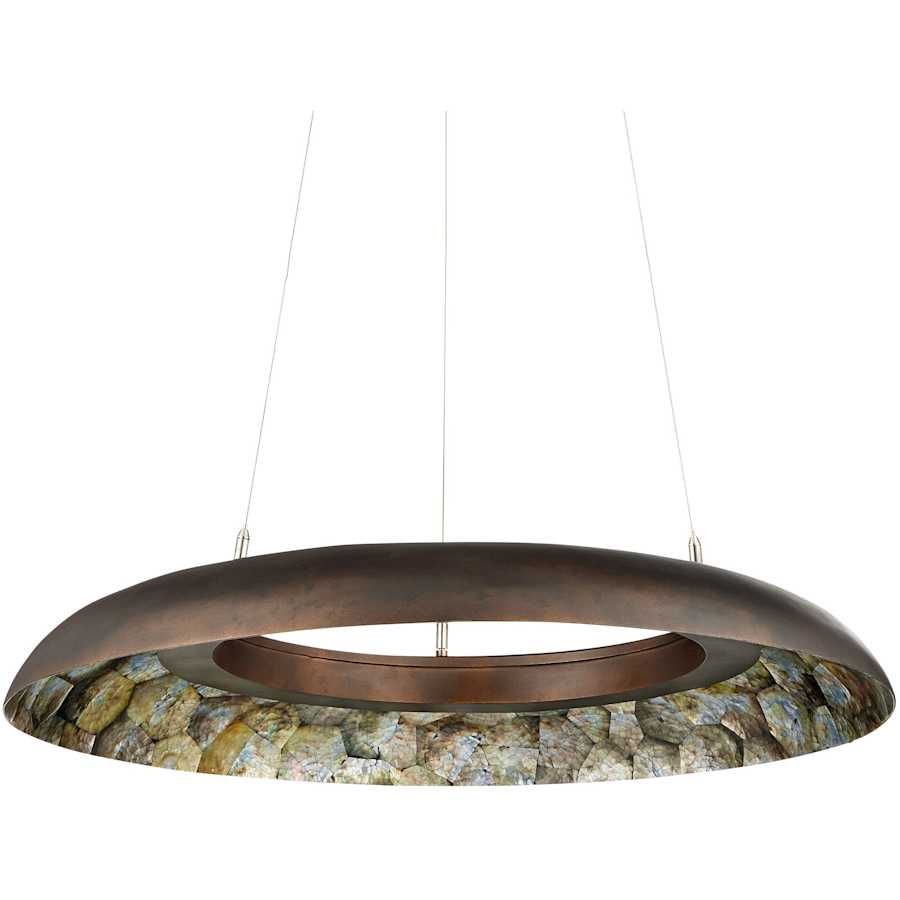 Currey and Company Tairagai 32" Wide LED Wrought Iron Ring Chandelier