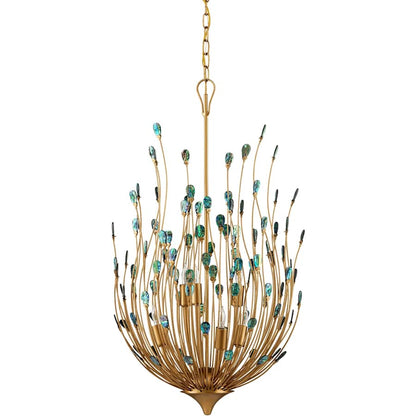 Currey and Company Delphos 6 Light 20" Wide Wrought Iron Pendant