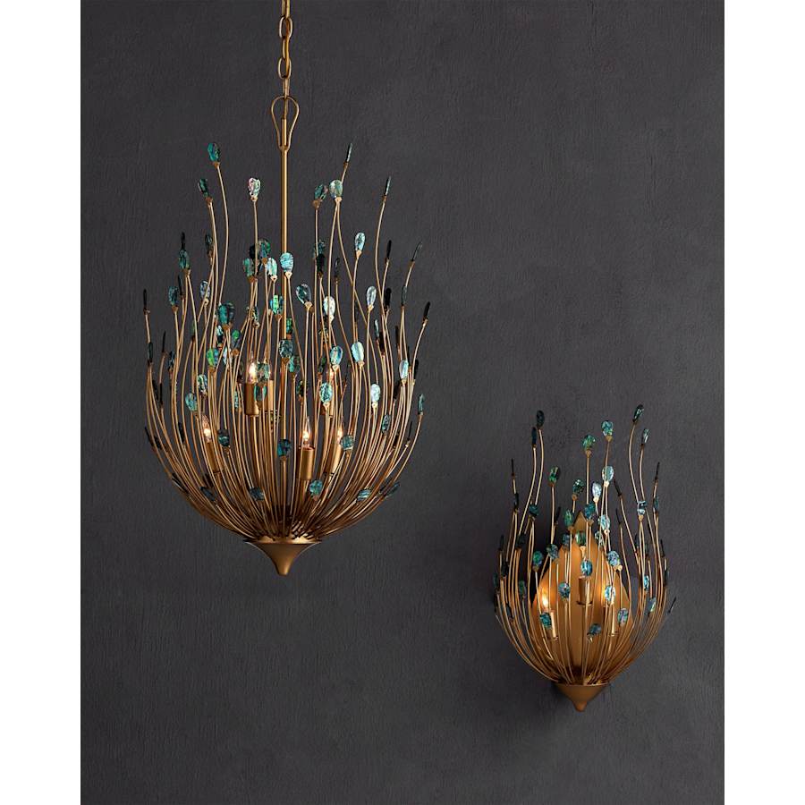 Currey and Company Delphos 6 Light 20" Wide Wrought Iron Pendant