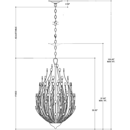 Currey and Company Delphos 6 Light 20" Wide Wrought Iron Pendant