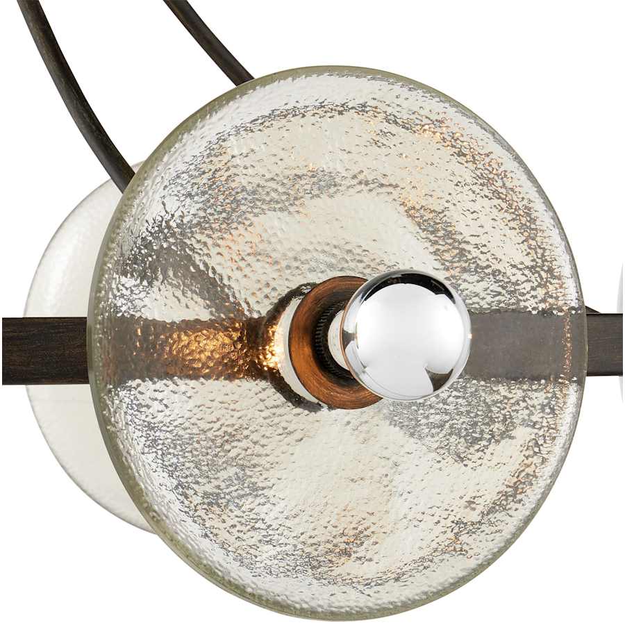 Currey and Company Circumstellar 8 Light 37" Wide Wrought Iron Ring Chandelier with Recycled Glass Shades
