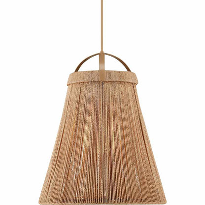 Currey and Company Parnell 28" Wide Wrought Iron Pendant with Abaca Rope Shade