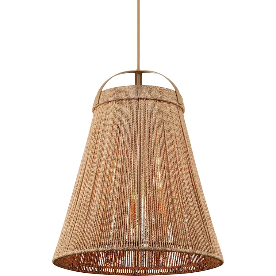 Currey and Company Parnell 28" Wide Wrought Iron Pendant with Abaca Rope Shade