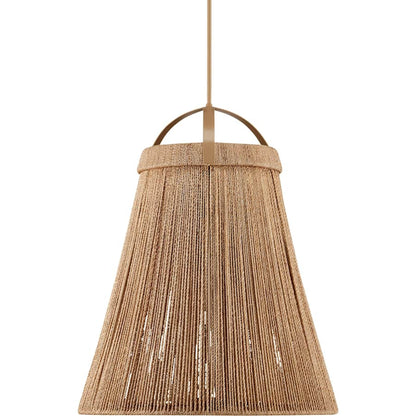 Currey and Company Parnell 28" Wide Wrought Iron Pendant with Abaca Rope Shade