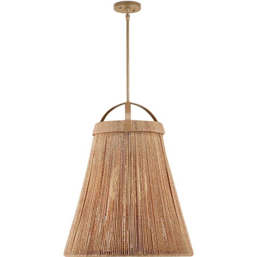 Currey and Company Parnell 28" Wide Wrought Iron Pendant with Abaca Rope Shade