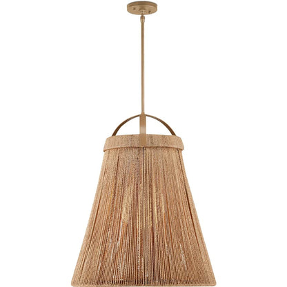 Currey and Company Parnell 28" Wide Wrought Iron Pendant with Abaca Rope Shade