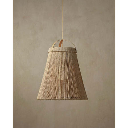 Currey and Company Parnell 28" Wide Wrought Iron Pendant with Abaca Rope Shade