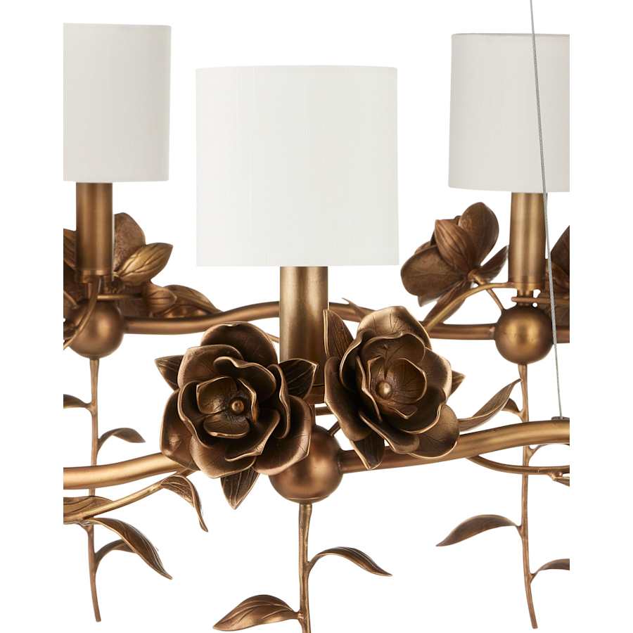 Currey and Company Rosabel 8 Light 35" Wide Ring Chandelier with Fabric Shades