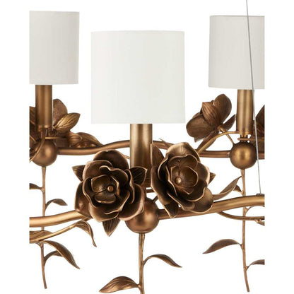 Currey and Company Rosabel 8 Light 35" Wide Ring Chandelier with Fabric Shades