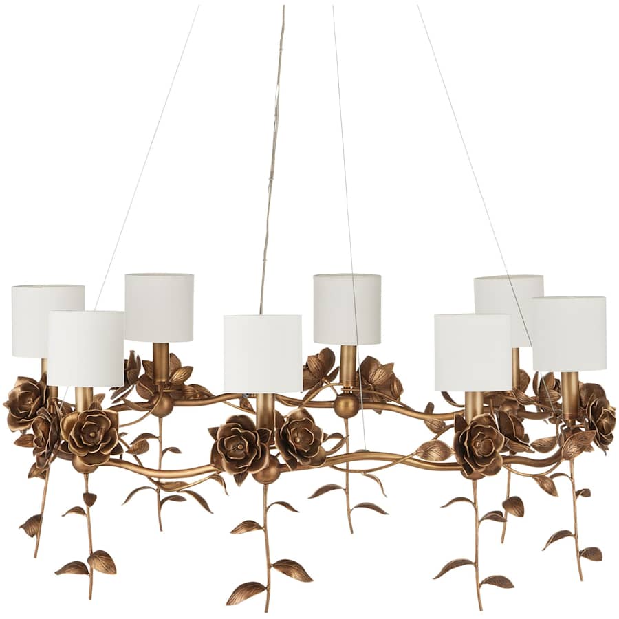 Currey and Company Rosabel 8 Light 35" Wide Ring Chandelier with Fabric Shades