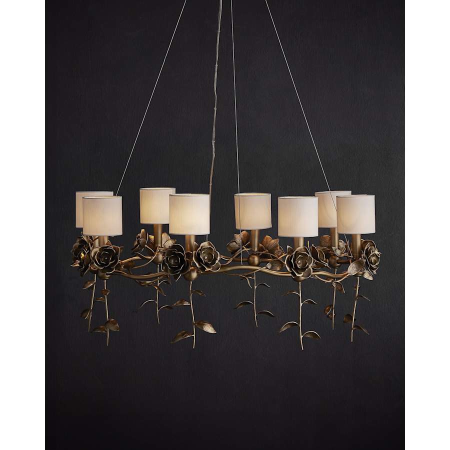 Currey and Company Rosabel 8 Light 35" Wide Ring Chandelier with Fabric Shades