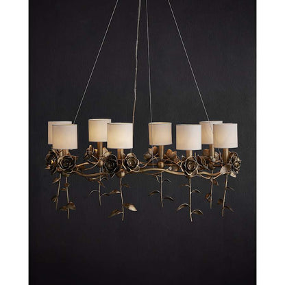 Currey and Company Rosabel 8 Light 35" Wide Ring Chandelier with Fabric Shades