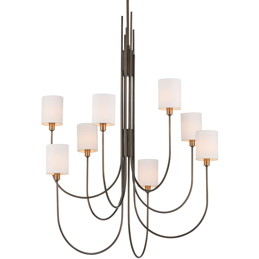 Currey and Company Archetype 8 Light 33" Wide Chandelier with Linen Shades