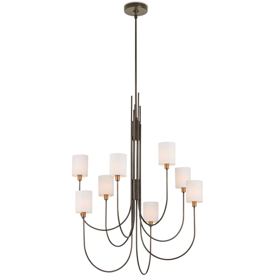 Currey and Company Archetype 8 Light 33" Wide Chandelier with Linen Shades