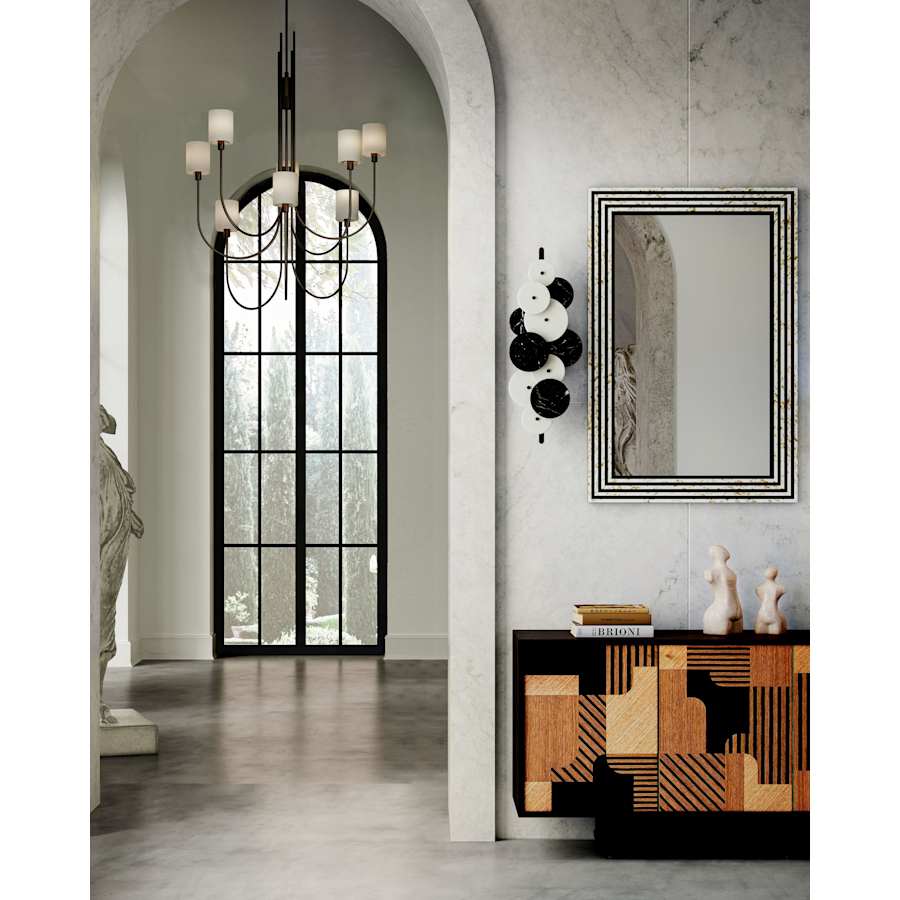Currey and Company Archetype 8 Light 33" Wide Chandelier with Linen Shades