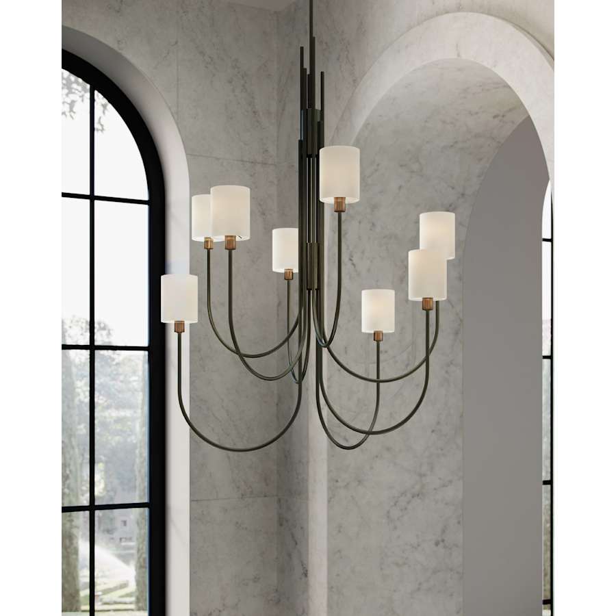 Currey and Company Archetype 8 Light 33" Wide Chandelier with Linen Shades