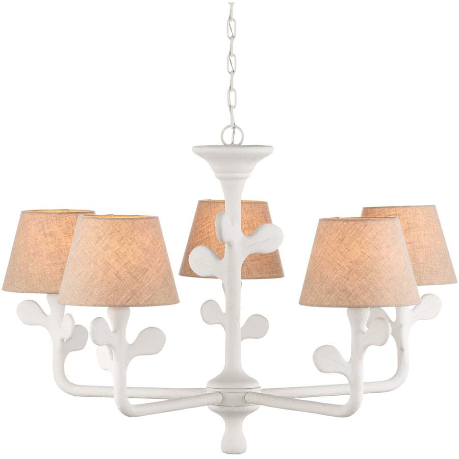 Currey and Company Charny 5 Light 42" Wide Chandelier with Linen Shades