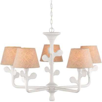 Currey and Company Charny 5 Light 42" Wide Chandelier with Linen Shades
