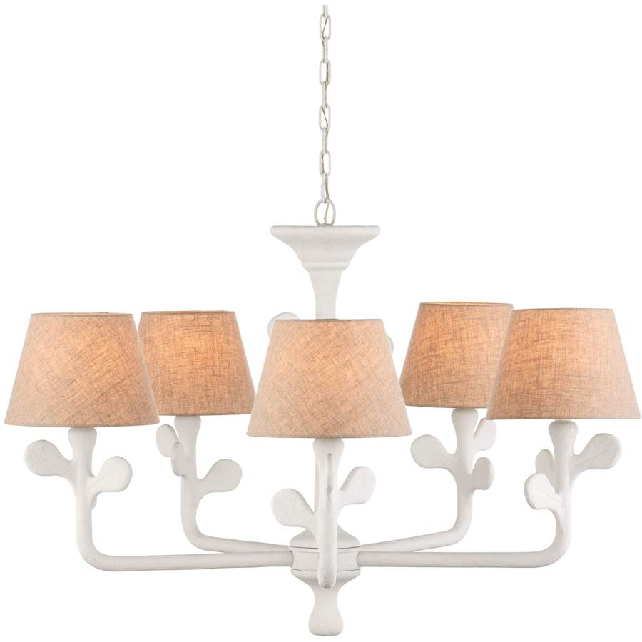 Currey and Company Charny 5 Light 42" Wide Chandelier with Linen Shades