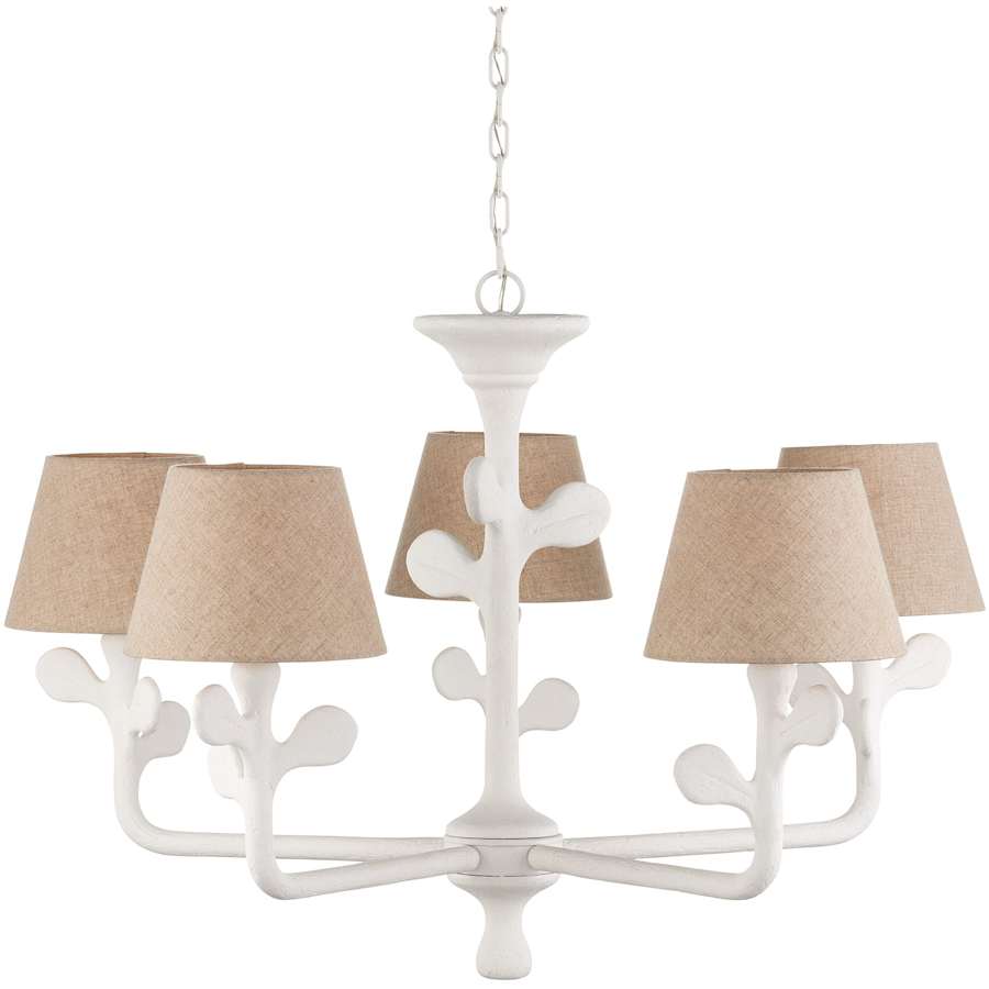 Currey and Company Charny 5 Light 42" Wide Chandelier with Linen Shades